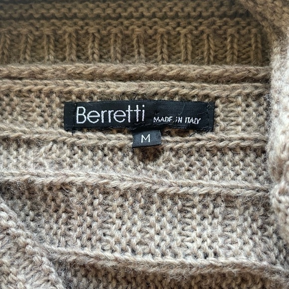 Berretti Sweater Tunic Cowl Neck Sleeveless Tie Waist Tan M - Picture 8 of 12